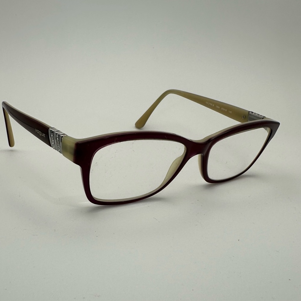 Vogue VO 2765-B 1984 EYEGLASSES FRAMES 53-16-140 Brown Rectangle Burgundy Beige